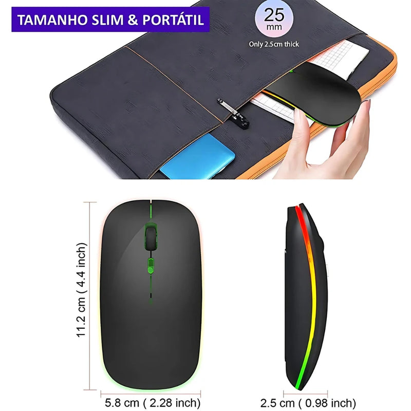 Mouse Wireless Recarregável  Sem Fio